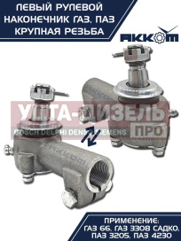 Изображение раздела наконечник рулевой тяги газ-66,паз левый (крупная резьба) акком