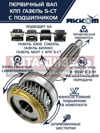 Изображение раздела вал кпп газ-3302,газель next первичный z=25 в сборе акком