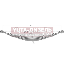 Изображение раздела рессора газ-66,паз-3205 передняя (9 листов) l=1600мм чмз