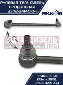 Изображение раздела тяга рулевая газ-3302 продольная в сборе акком