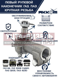 Изображение раздела наконечник рулевой тяги газ-66,паз левый (крупная резьба) акком