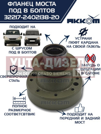 Изображение раздела фланец газ-22177,23107,33027 моста заднего/переднего к карданному валу со шрус (8 болтов) акком