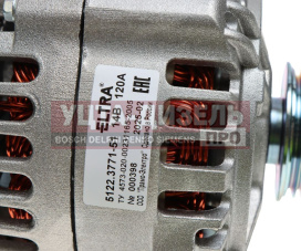 Изображение раздела генератор газ-3302,уаз дв.умз-4216,evotech 2.7 14в 120а шкив поликлиновой eltra