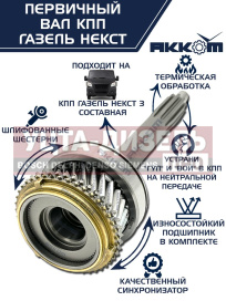 Изображение раздела вал кпп газель next первичный в сборе акком