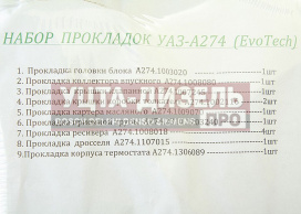 Изображение раздела прокладка двигателя газель next дв.evotech 2.7 комплект (9 наименований) гартман