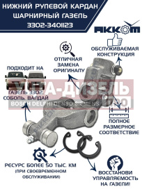 Изображение раздела шарнир карданный рулевого управления газ-3302,3307 нижний в сборе акком