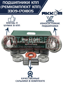 Изображение раздела ремкомплект газ-3309,33104 кпп (подшипники,прокладки,сальники) акком