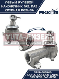 Изображение раздела наконечник рулевой тяги газ-66,паз левый (крупная резьба) акком